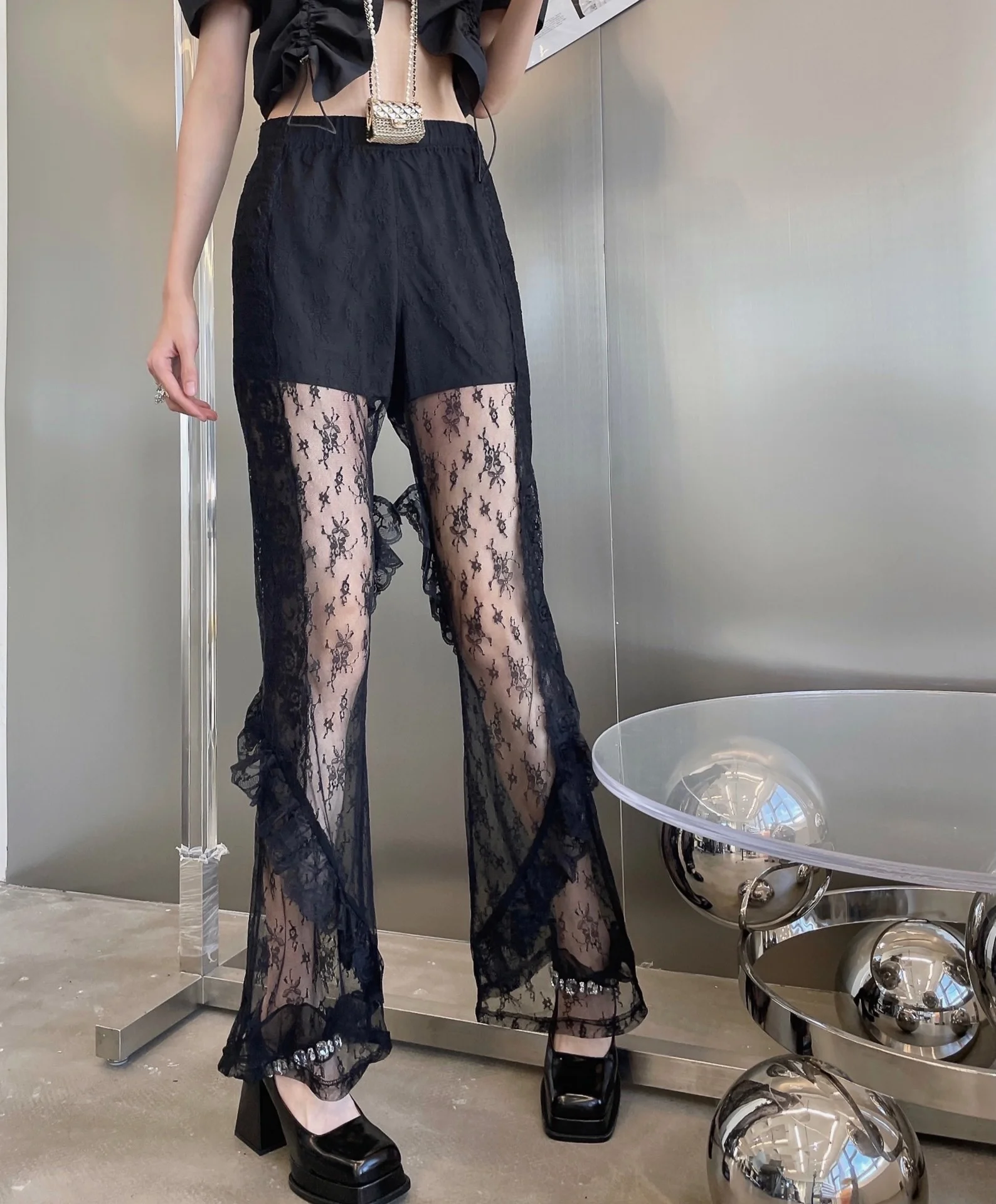 

Sexy 2021SS Summer Women Sheer Lace Fashion Long Trouse Ladies Casual Pants For Female Ddxgz2 5.27