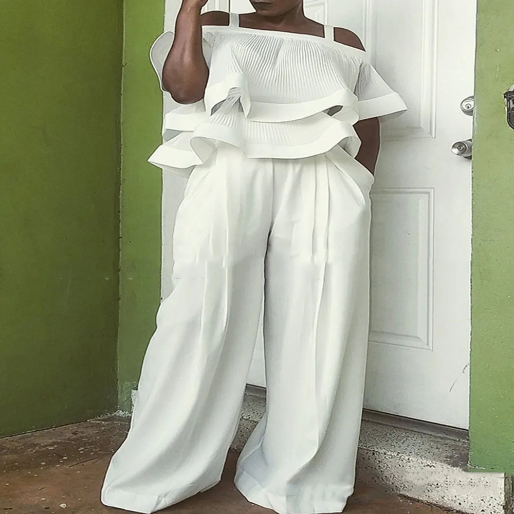 

Новинка осени 2021, Модный повседневный комплект из двух предметов, однотонный складной ретро-костюм с оборками и воротником «одно слово», по...