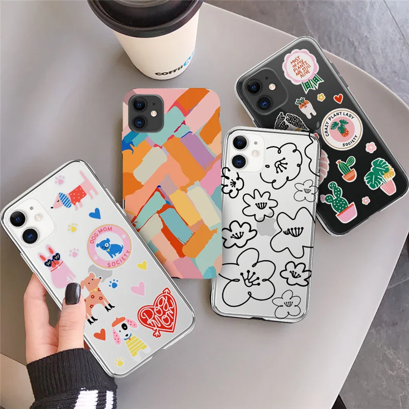 

Cute Animal Silicone Phone Case For iPhone 13 11 Pro Max XS Max 12 Mini X XR SE 2020 6 6S 7 8 Plus INS Floral Fundas Back Cover
