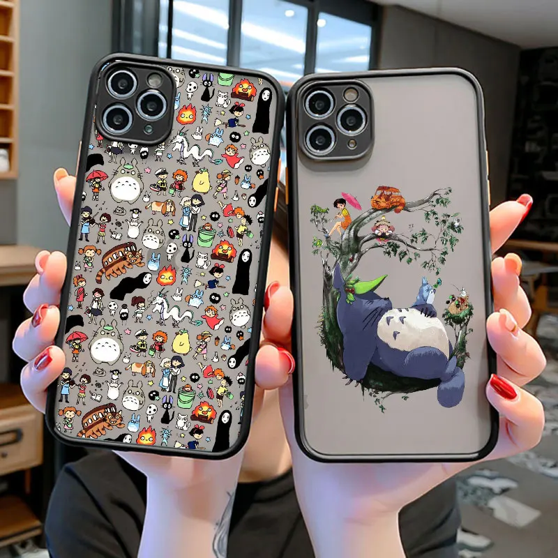 

Japan anime Totoro Spirited Away Phone Case For iPhone 14 Pro Max XS Max XR 11 13 Pro 12 Mini 8 7 Plus 6s Cute Matte Back Cover
