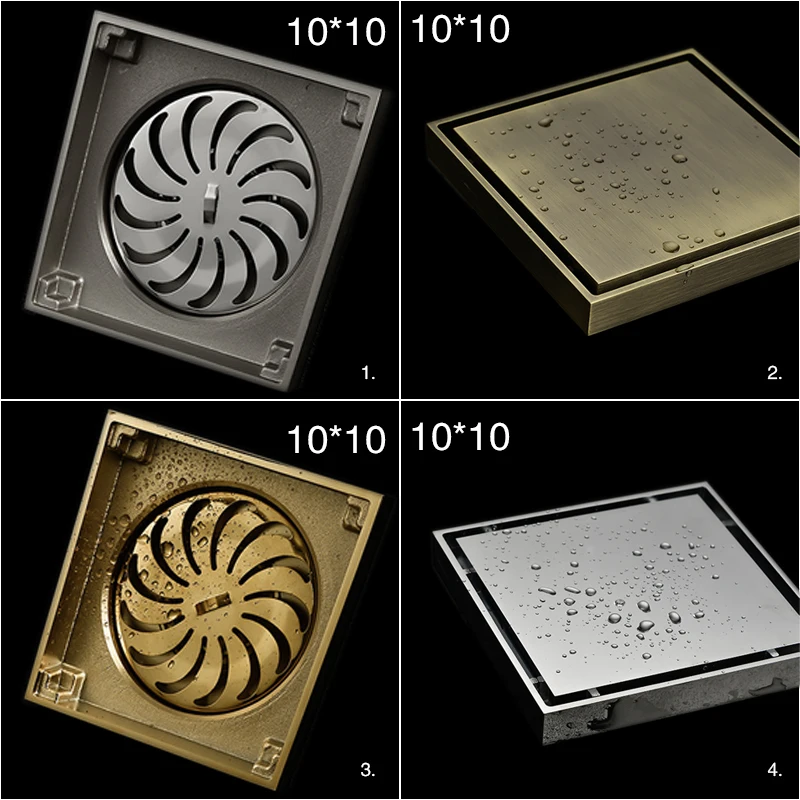 

Floor Drains Brass Shower Floor Drain Tile Insert Square Anti-odor Floor Waste Grates Invisible Floor Drain Strainer Cover Waste