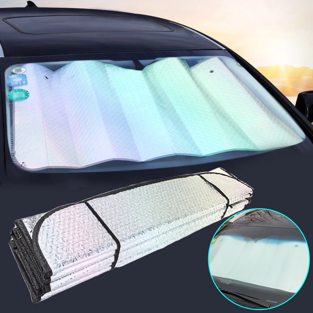 

130*60CM Car Sun Shade UV Visiere Protection Curtain Sunshade Film Windshield Visor Front Windshield Sunshade Cover Picnic Mat