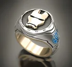 2021 новые модные ювелирные изделия Лидер продаж Блестящий Золотой Цвет конического зубчатого колеса с изображением Железного человека, удобных мужских Свадебные два Цвет кольцо