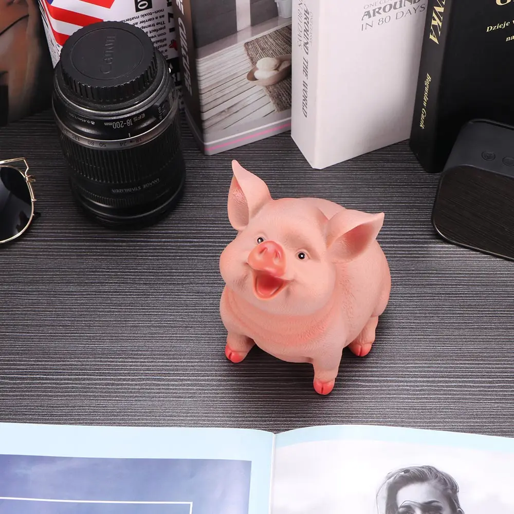 

Cartoon Resin Piggy Bank Coins Pig Shape Container Home Decoration Cute