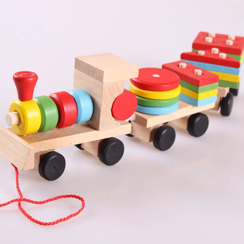 

2021 Дети Детские развивающие игрушки деревянный поезд грузовик обучающие игрушки для детей геометрический блоки прекрасный подарок игрушк...