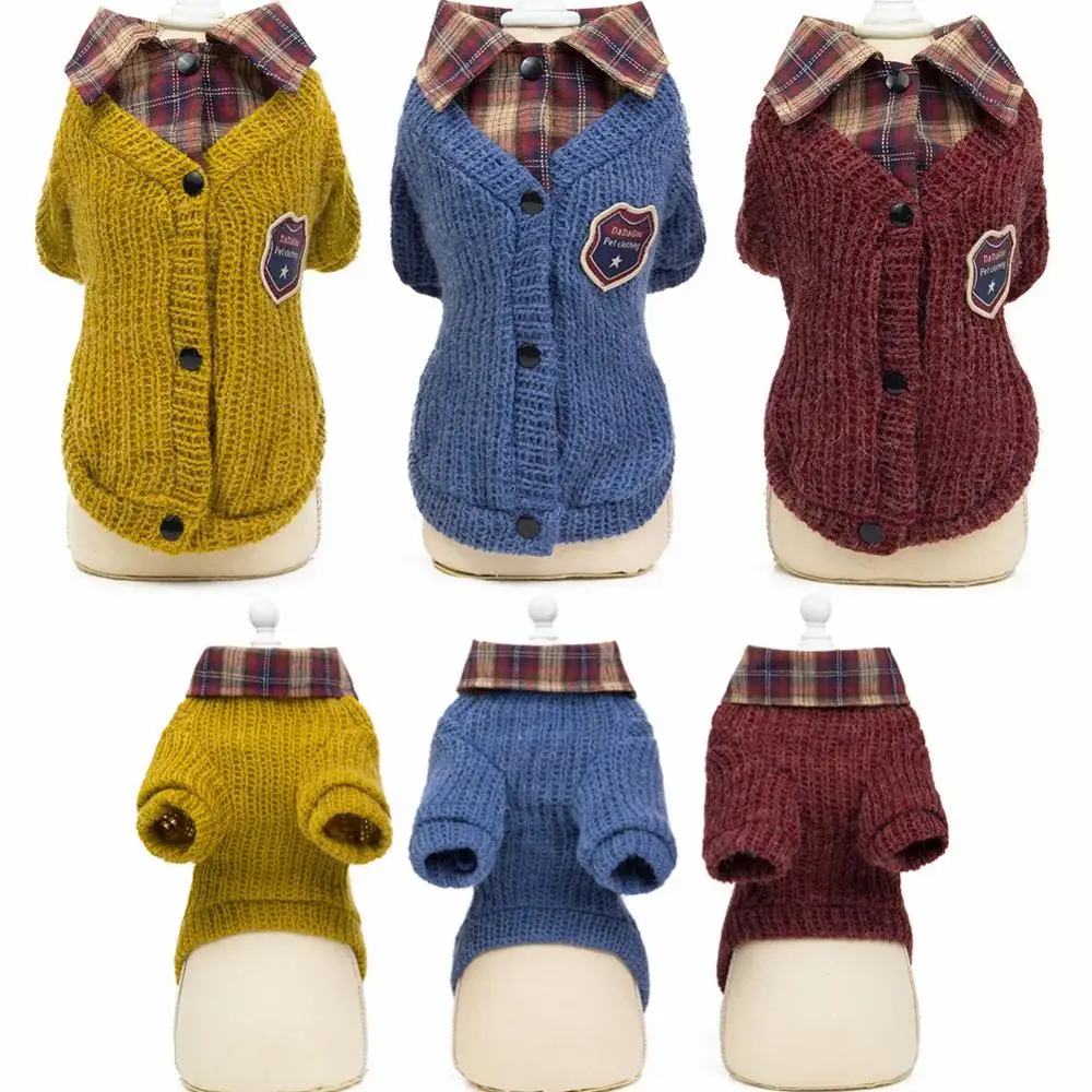 Зимняя однотонная Одежда для собак теплый спортивный свитер маленьких средних