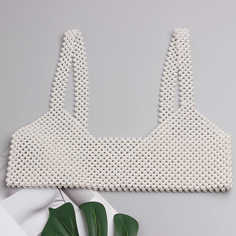 Women's Runway Fashion Pearl Knitted Vest Elastic Cummerbunds Female Dress Corsets Waistband Belts Decoration Wide Belt TB1658