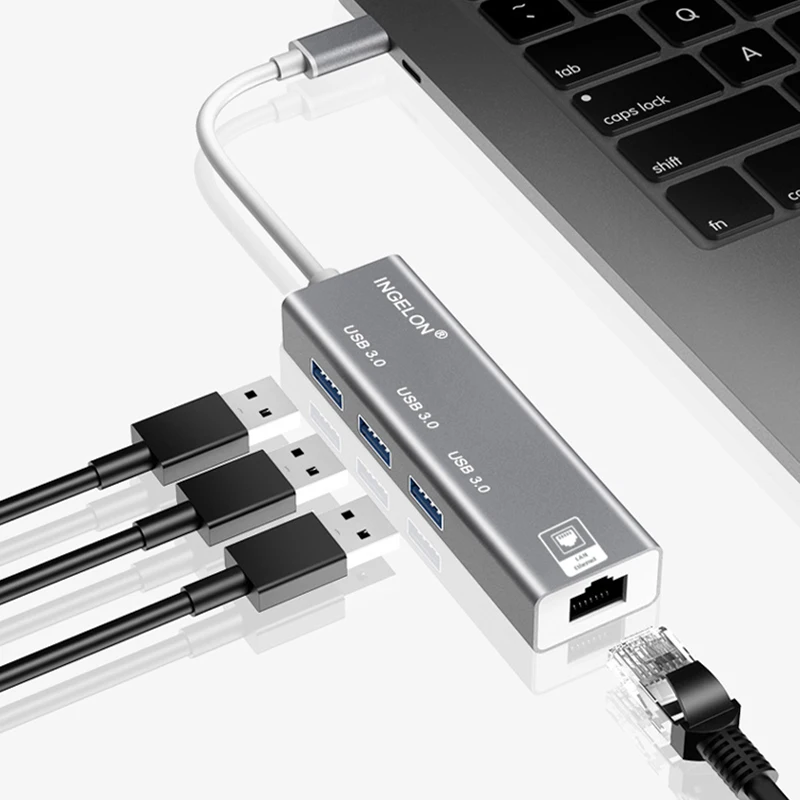 Ingelon type C концентратор USB 3,0 MicroSD/SDHC USB C к 4K HDMI RJ45 к type C для MacBook Pro адаптер 1" 15" 5 Гбит/с OTG концентратор