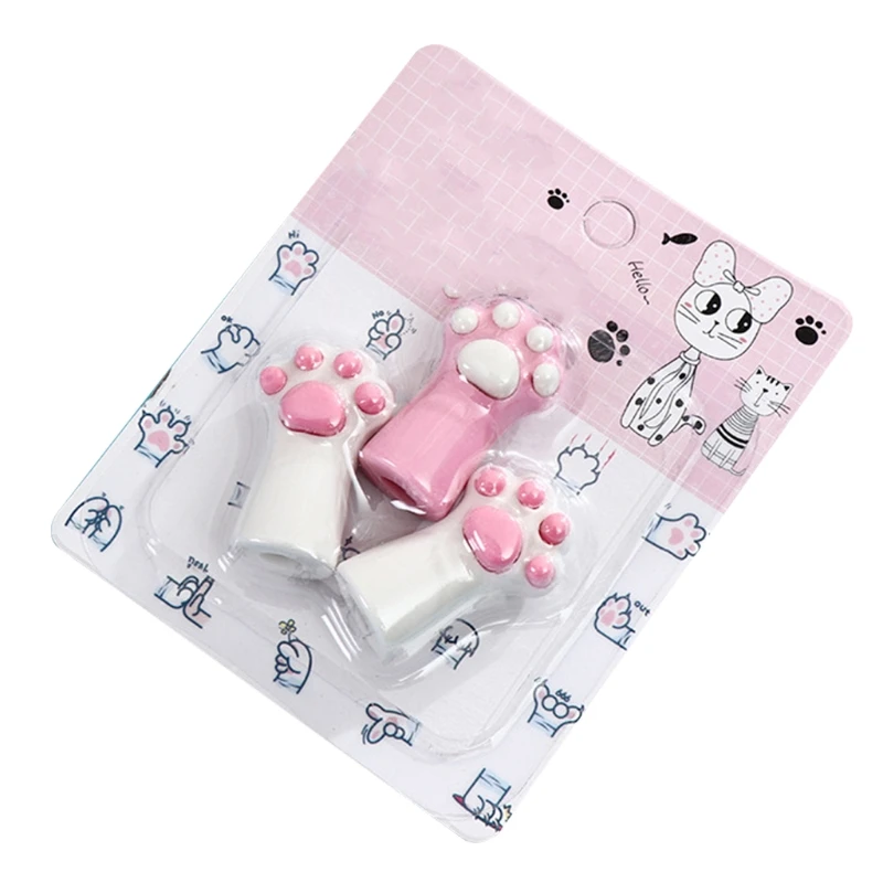 

3PCS Creative Cat Paw Erasers Decompression Eraser Writing Pencil Decorations Multiple Usage Teacher Student Choices