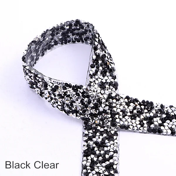 Black Clear 1 ярд/лот ширина 3 см много цветов стразы окантовка серебряные стразы окантовка пояса стразы Обрезка DIY B3681 - Цвет: Black Clear