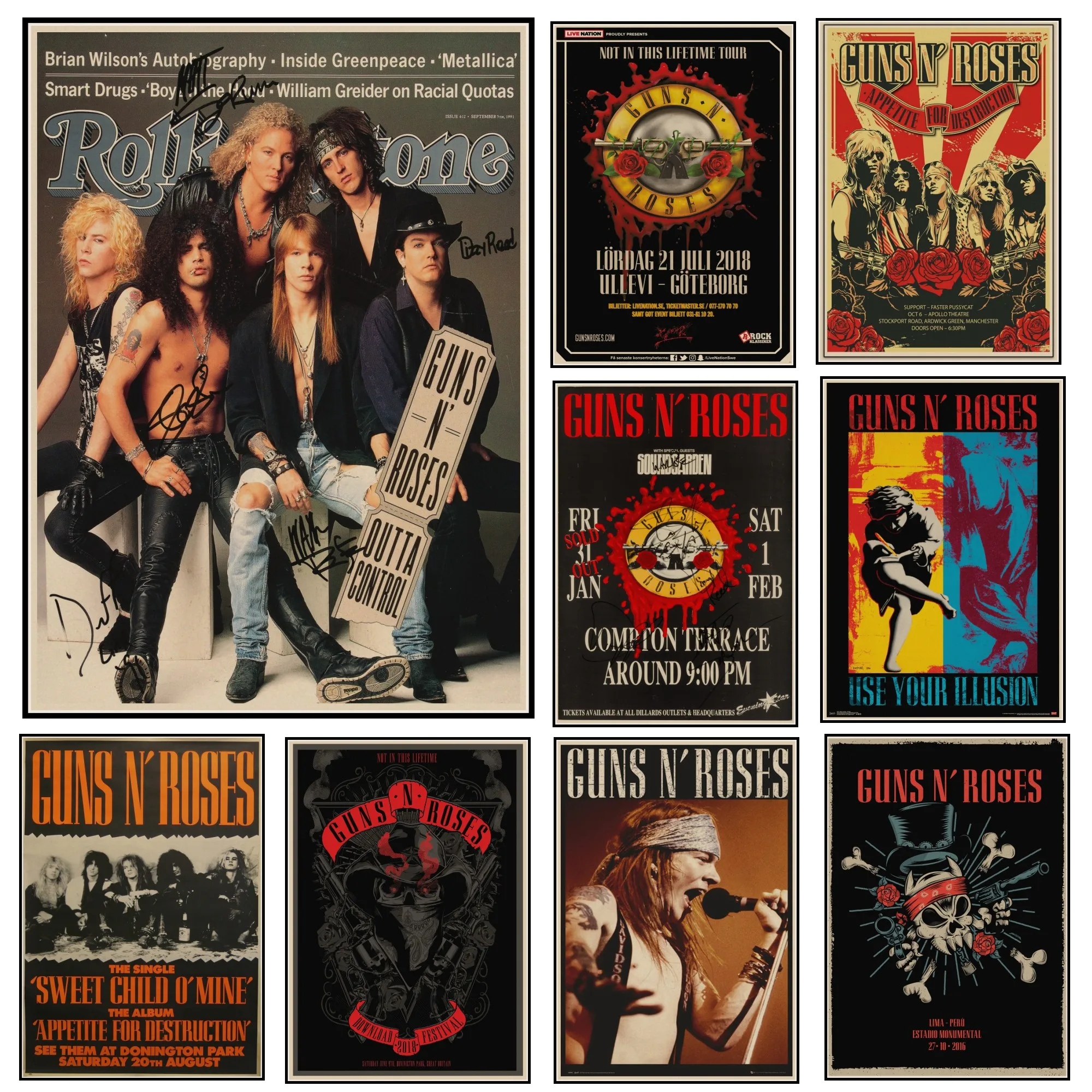 Постеры Guns N Roses Rock Music винтажный постер ретро Наклейка на стену домашний декор