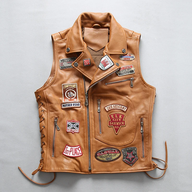 Бесплатная доставка. Модная байкерская куртка из натуральной кожи. 100% бычьей