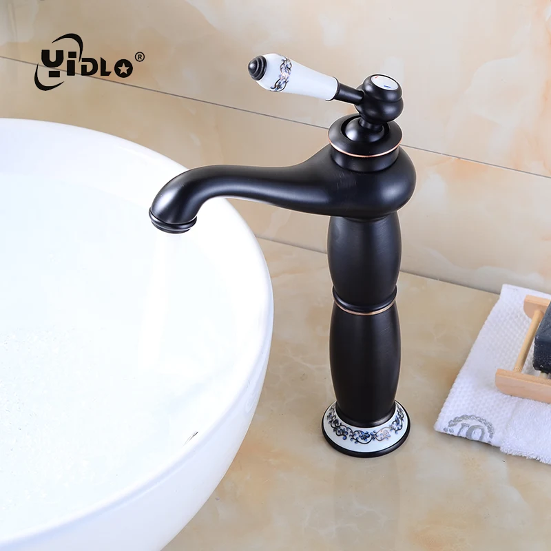 Ванная комната черный латунный кран ретро форма дизайн волшебной лампы