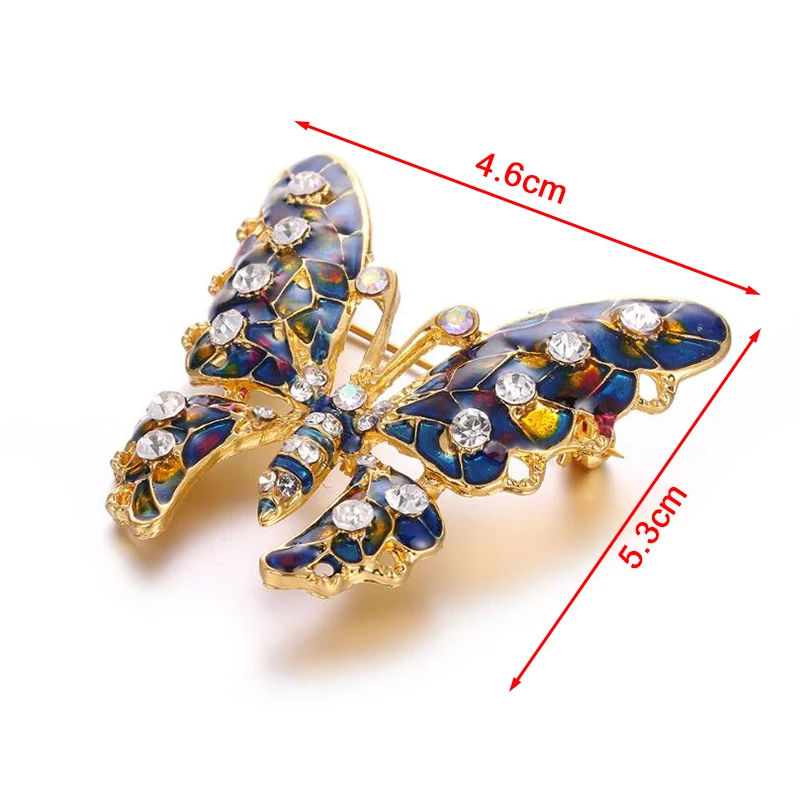 

Elegant Charm Butterfly Rhinestone Brooch Women Large Butterfly Jewelry Colorful Insect Pins Vintage Fashion Gifts