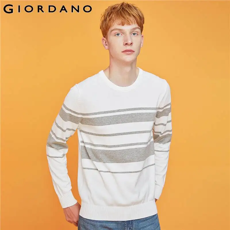 Giordano мужские свитера контрастный Crewneck трикотажный пуловер Хлопок легкий стретехи Blusa De Frio Masculino 31059802