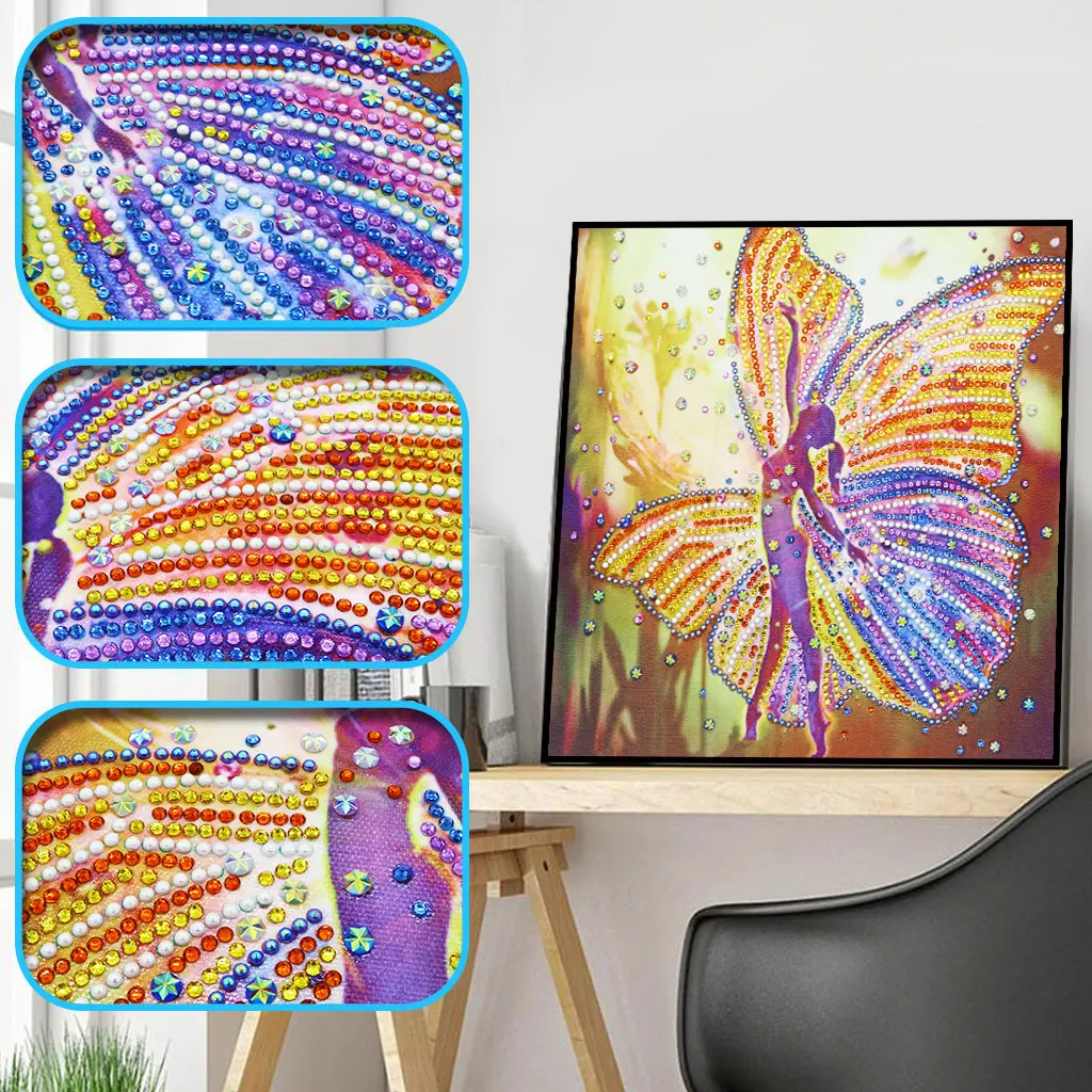 

5D алмазная вышивка с крыльями бабочки для девочек, алмазная Вышивка специальной формы, стразы для рукоделия, набор для домашнего подарка