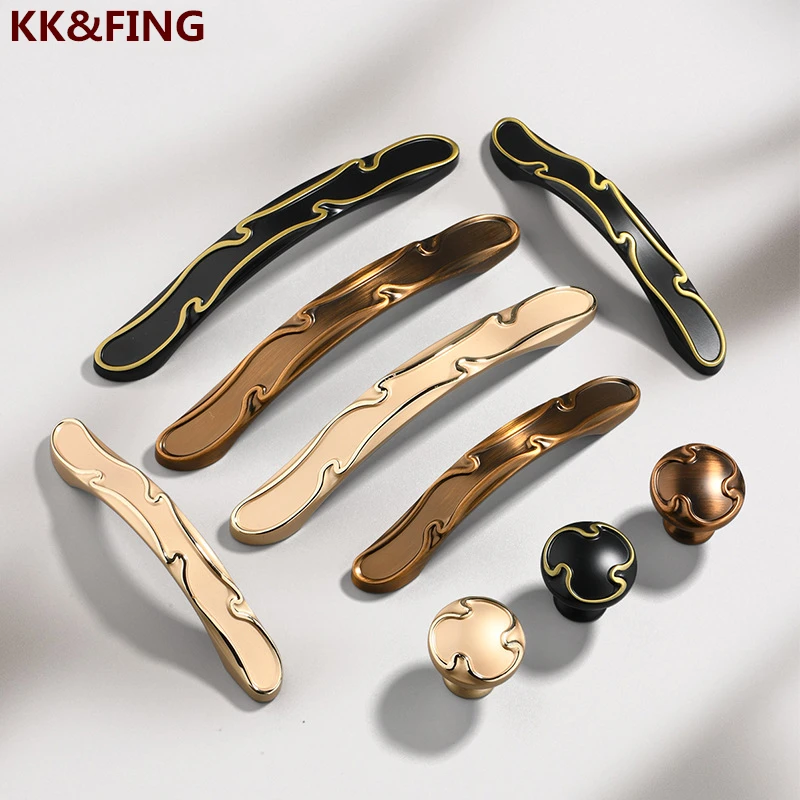 KK & FING медные ручки для шкафов в античном стиле, высококачественные ручки для шкафов из цинкового сплава, ручки для кухонного шкафа, ручки дл...