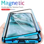 Магнитный чехол-книжка на 360  для Oneplus nord One plus nord Oneplusnord, 6,44 дюйма, двухсторонний металлический чехол-бампер со стеклянной адсорбцией