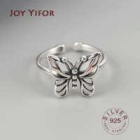 real 925 sterling silver geometric butterfly vintage adjustable ring minimalist fine jewelry for women party gift