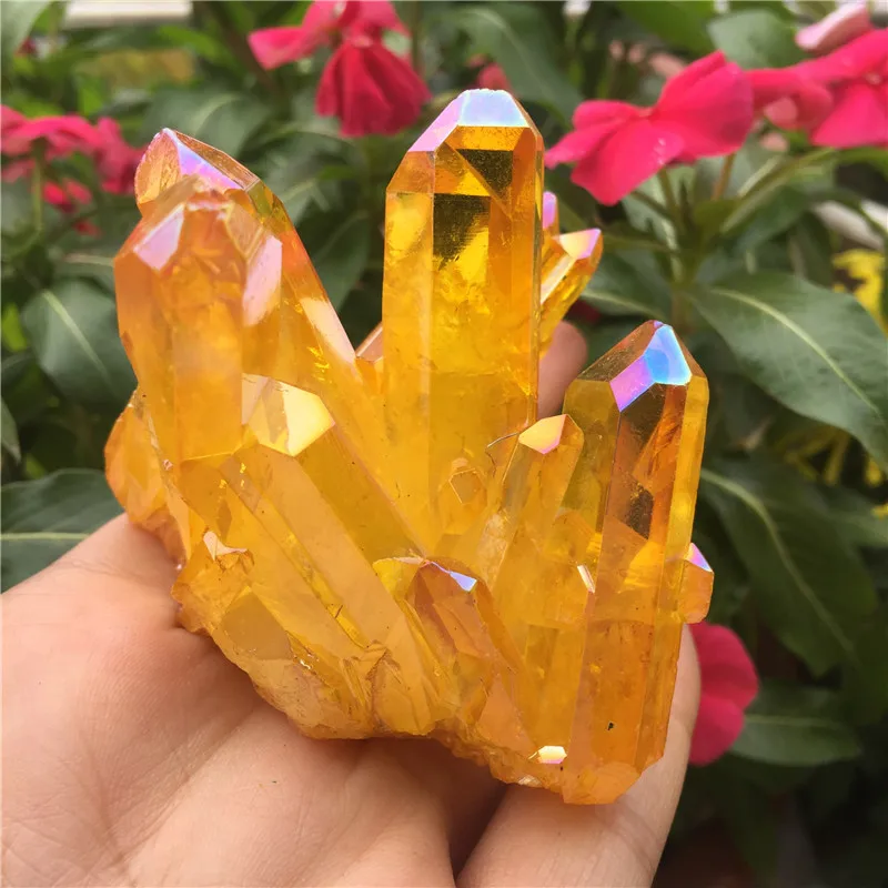 1pcs Natural crystal quartz Rare beautiful flame aura quartz crystal cluster Ore Mineral Healing Specimens Random delivery