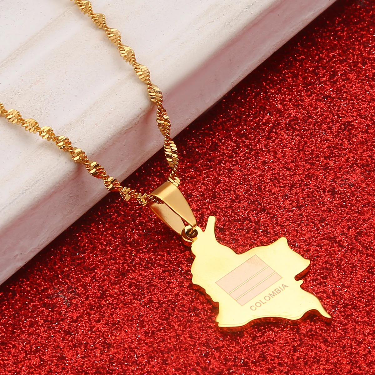 Ожерелье из нержавеющей стали с кулоном в виде карты карта ювелирные изделия на