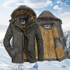 Мужская зимняя куртка с капюшоном, на флисе, размеры до 2022