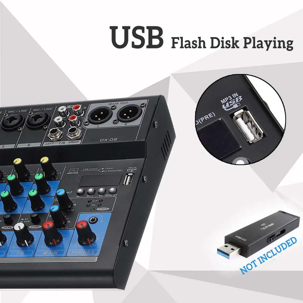 Портативный аудио микшер с bluetooth USB DJ звуковая микшерная консоль MP3 Разъем 8
