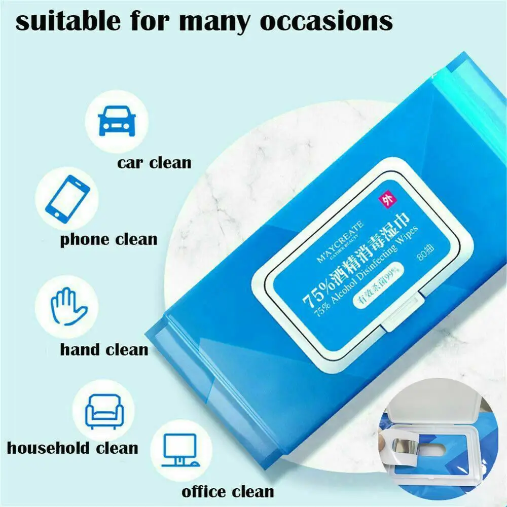 80 ⑤ упак. Уход За чисткой 75% спиртовые салфетки портативное полотенце для рук