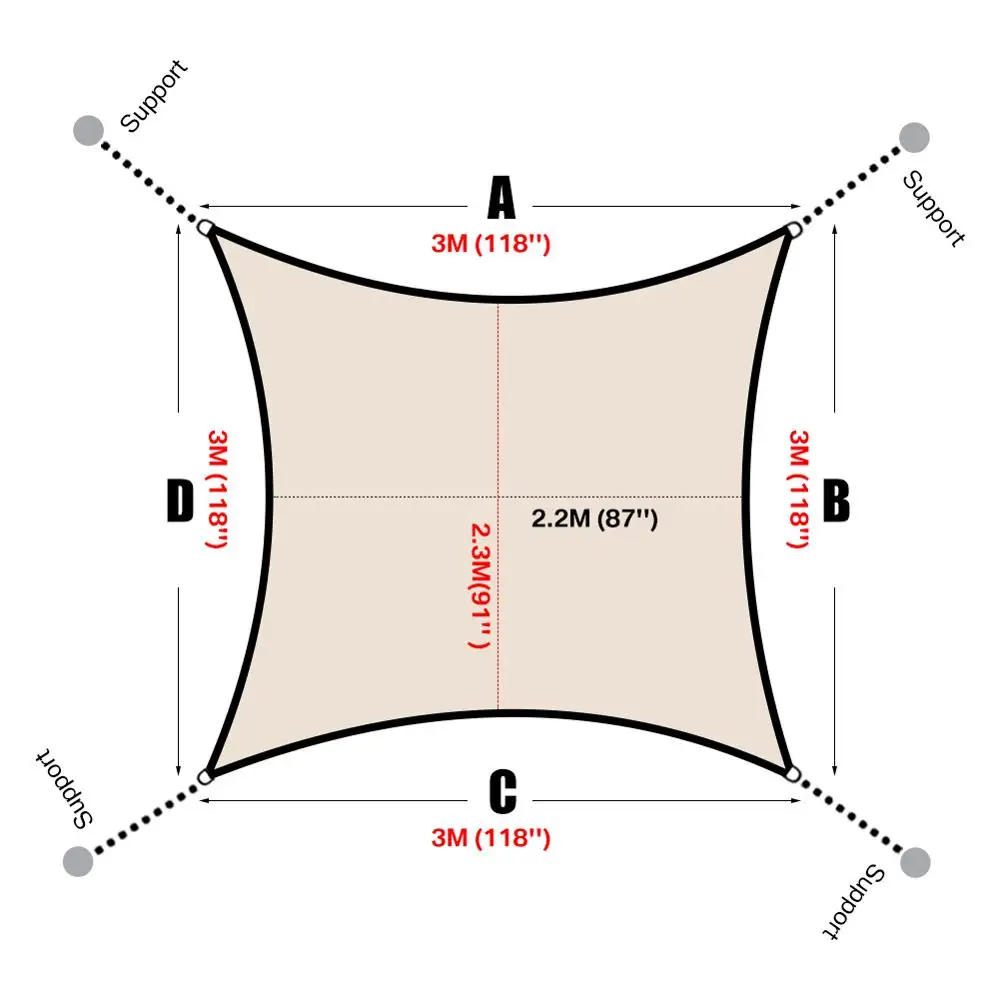

Waterproof Polyester Square Rectangle Shade Sail Garden Terrace Canopy Swimming Sun Shade Camping Sail Awning Dropshipping