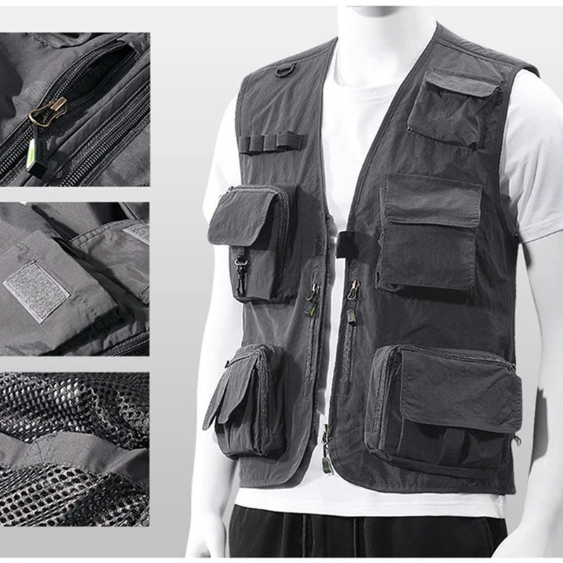 4XL мужской спорт на открытом воздухе рыбалка многокарманный жилет летняя сетка