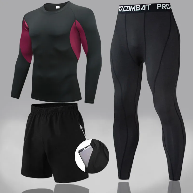 Компрессионный мужской спортивный костюм Мужская футболка для тайского бокса