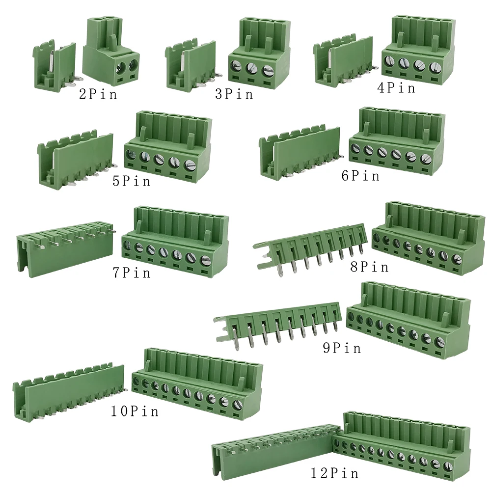 5 пар 300 В 10A 2EDG 08 мм PCB Клеммная колодка коннектор Прямоугольный угол штырьковый