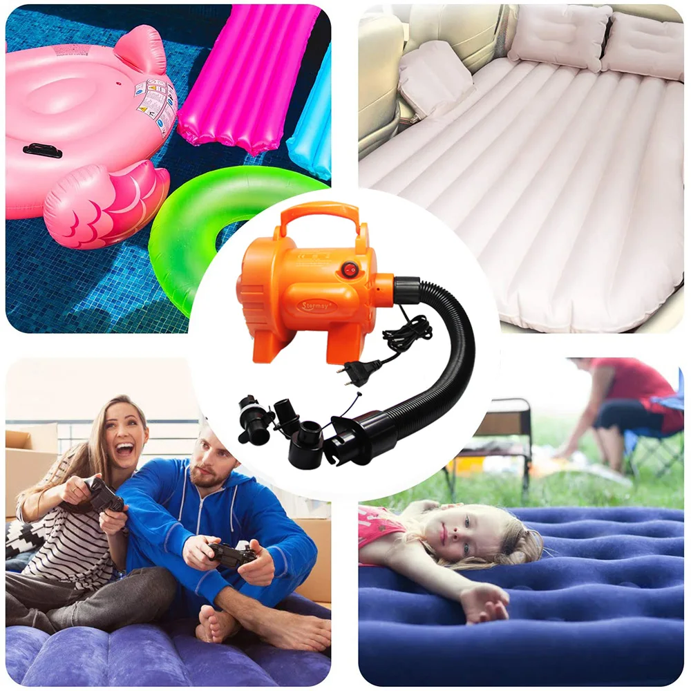 

Professional 800W Electric Blower Air Pump Fast Filling with 4 Nozzles for Air Mattress Swimming Rings Airbeds Rafts