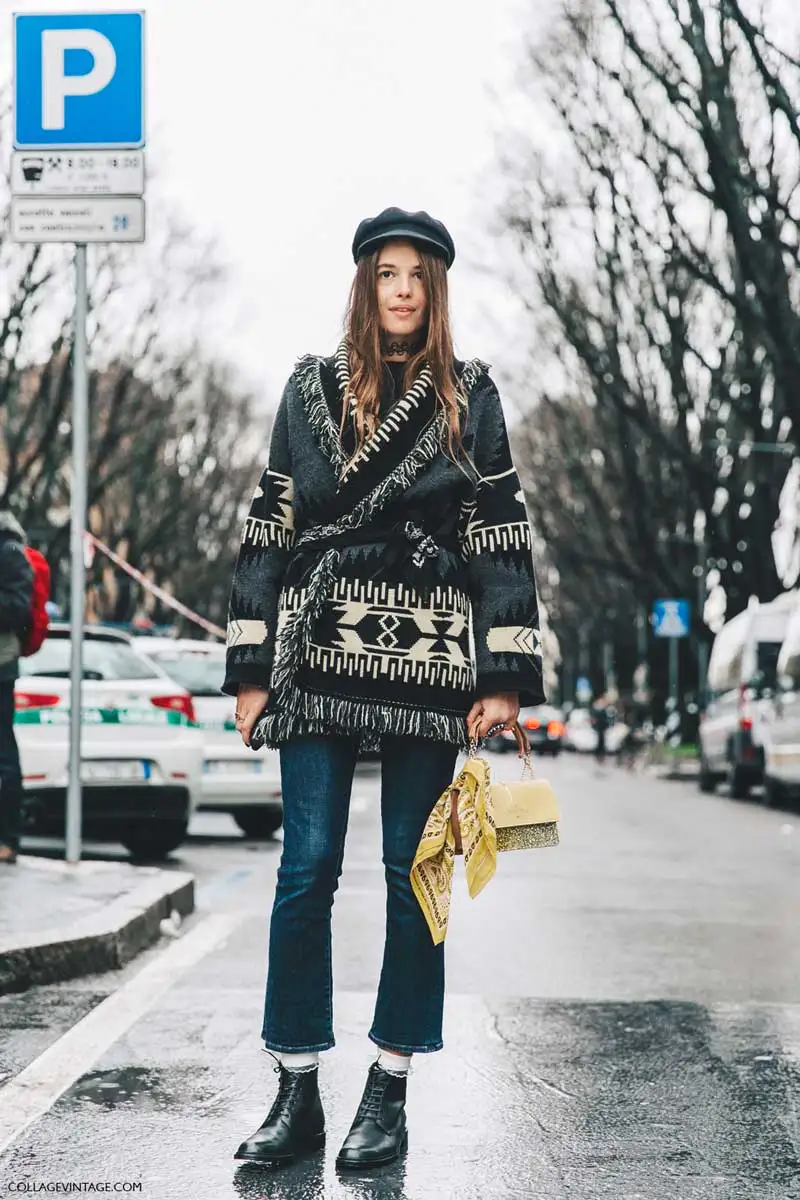 Black Geometro Cardigan Women Long Sleeve Fringe Collar Cardigan Coat Winter New Warm Knitted Cardigan Sweater Coat Oversize