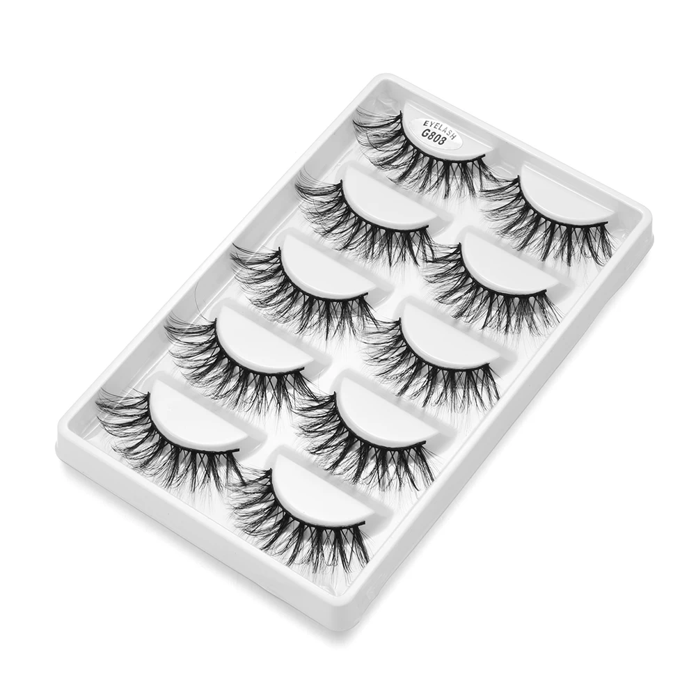 LEKGAVD 5 пар Wispies Fluffies драма ручная работа безжалостные ресницы 6D искусственные норковые волосы Накладные ресницы для наращивания Красота Макияж