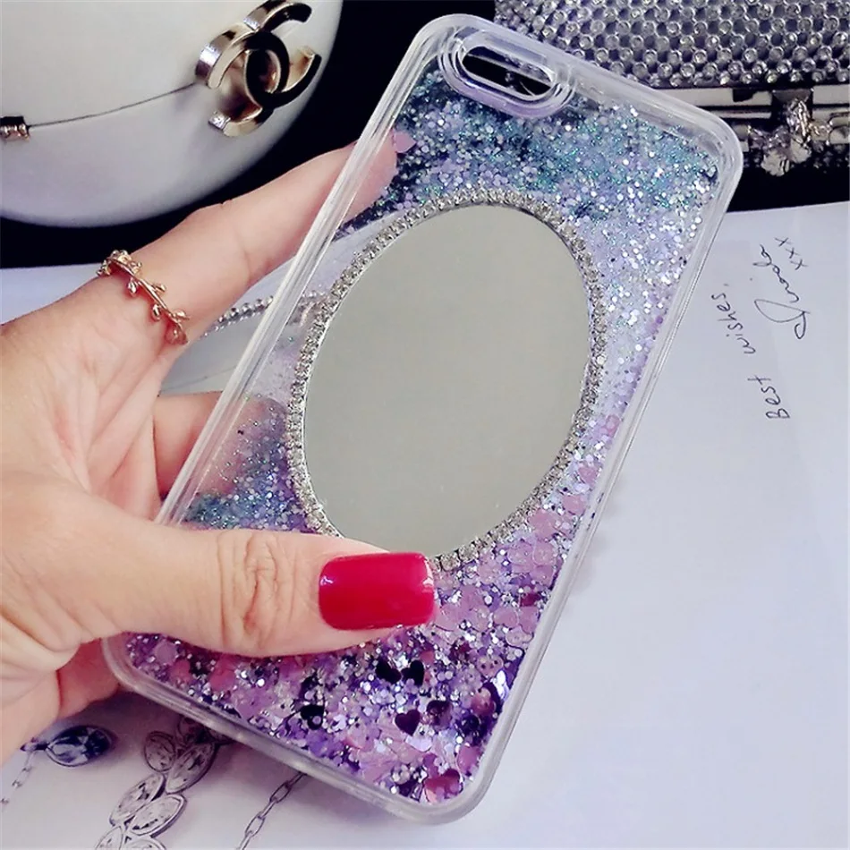 Модный чехол для телефона блестящий зеркальный с блестящими стразами прозрачный