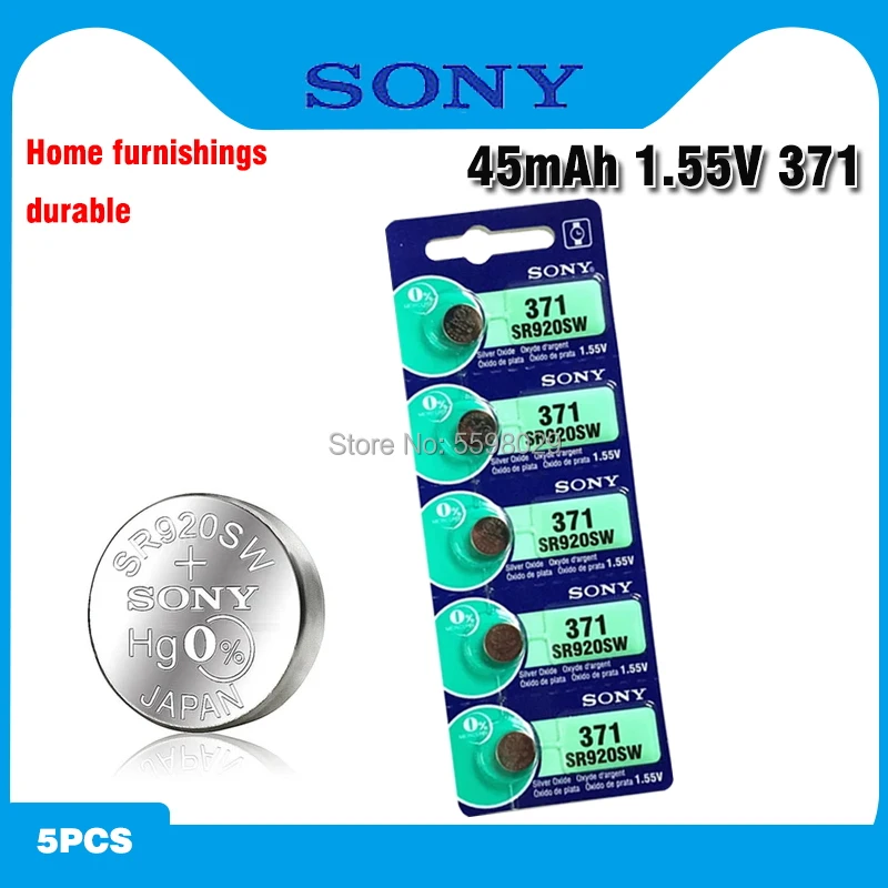 

5pcs/lot 100% Original 371 SR920SW 920 SR920 1.55V Watch Battery 371 SR920SW SR920 Button Coin Cell MADE IN JAPAN 0%Hg