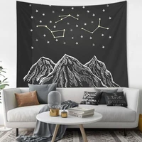 black tapestry moon phase wall hanging background decoration sun star apartment decorating modern tenture mural