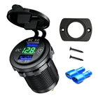 Быстрая зарядка ABS 3,0 USB Автомобильное зарядное устройство розетка сенсорный выключатель двойная USB розетка светодиодный дисплей напряжения с вольтметром