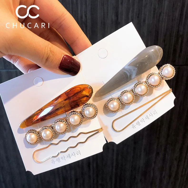 CHUCARI 3 шт./компл. красный жемчуг металлический зажим для волос лента гребень