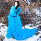 Женское прозрачное вечернее платье, 2021 Тюлевое платье-пачка с длинными рукавами, пышное с оборками, многоярусные платья