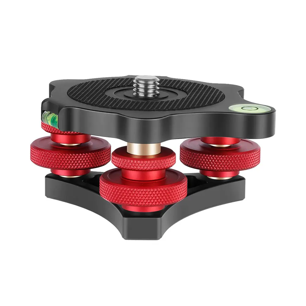 

Tripod Leveler Tri-Wheel Base with Bubble Level 3 Horizontal Adjustment Dials Precision for Cameras aerial Photography