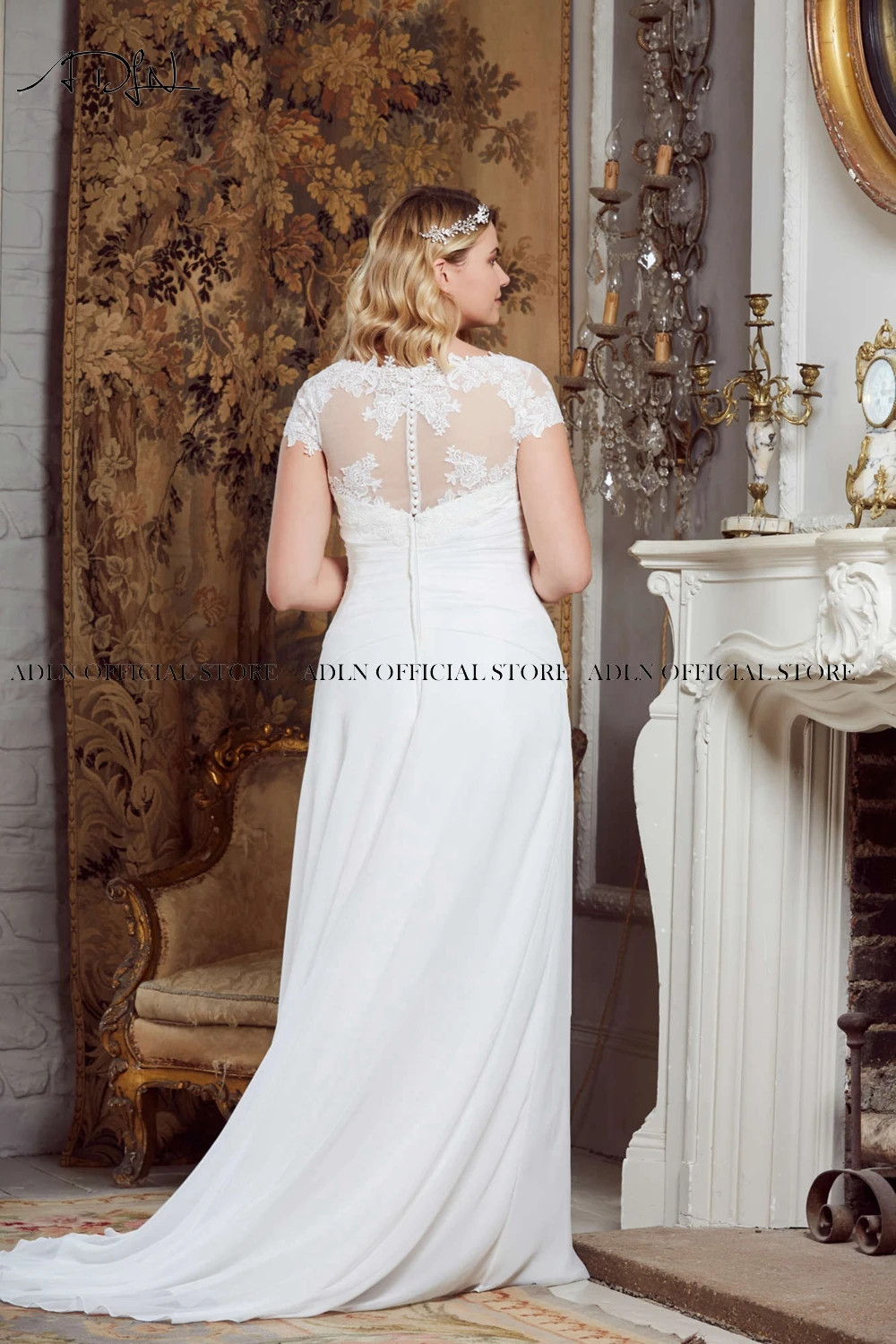 ADLN Пляжные Свадебные платья Robe de Mariage элегантные шифоновые кружевные аппликации