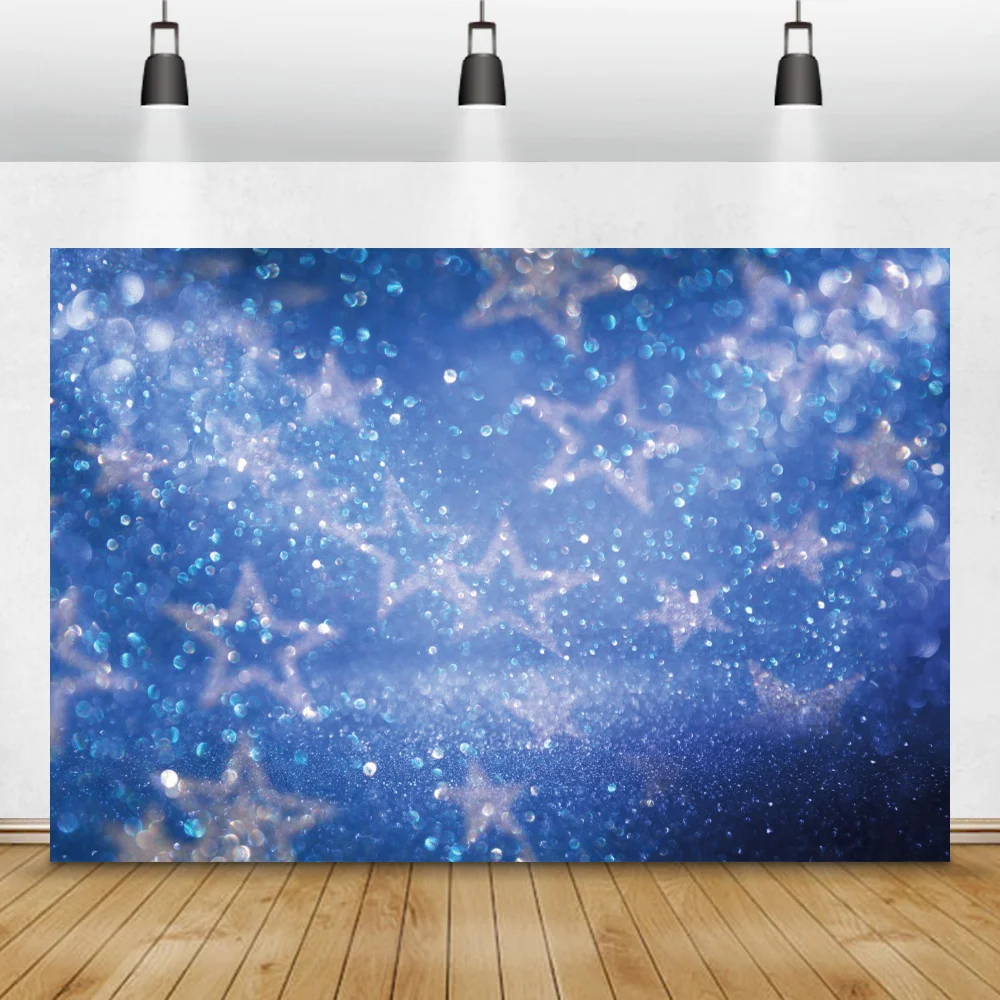 

Photography Background Magic Blue Polka Dots Light Bokeh Star Party Decor Love Baby Child Kid Photo Backdrop For Photo Studio