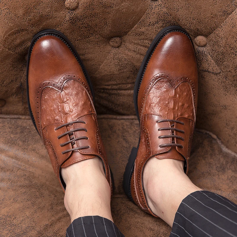 

Men Oxford Dress Shoes brogue Formal Business Lace-up Leather Minimalist business Shoes for Men wedding party shoes men