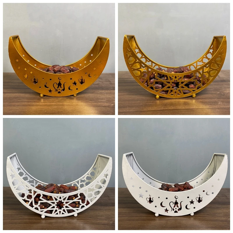 

30x20cm Eid Mubarak Moon Serving Tray Tableware Dessert Food Storage Container Ramadan Muslim Islamic Party Supply Dropshipping