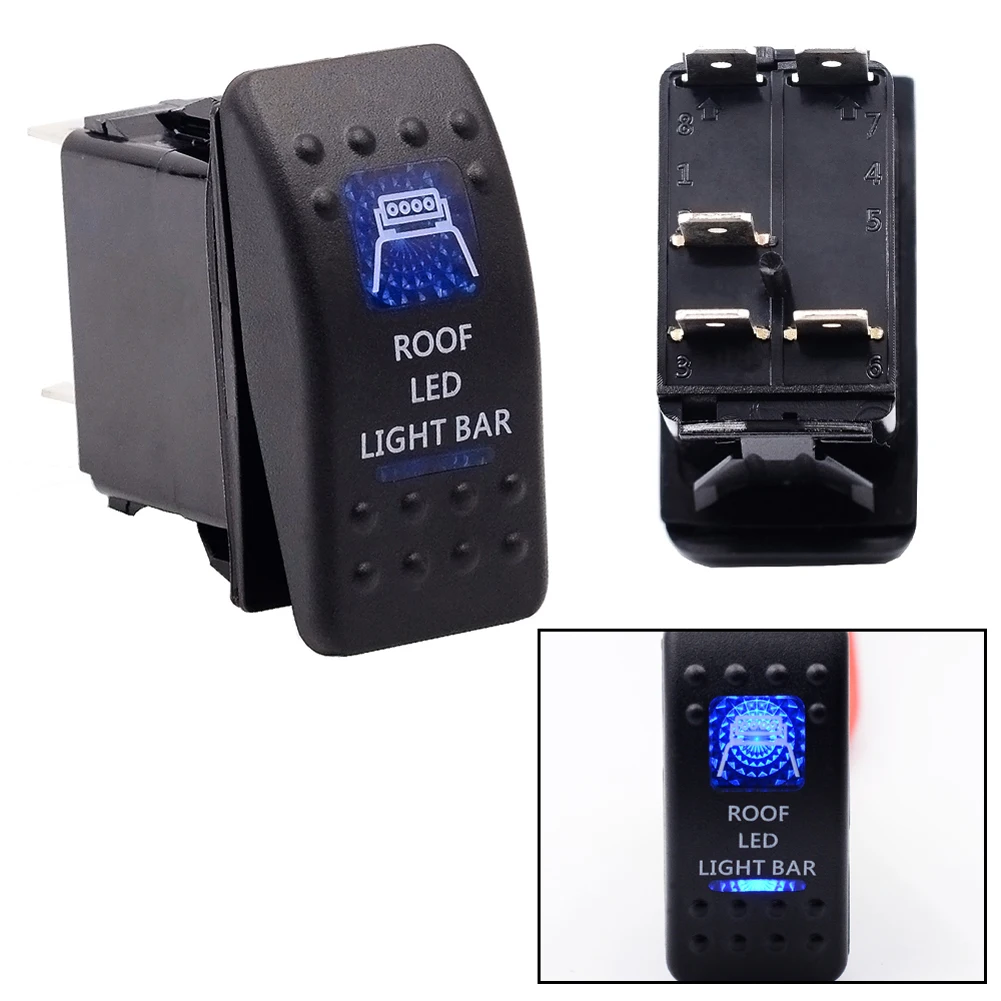 Camper Accessories For 4x4 Boat Dual Blue Backlight ROOF LED LIGHT BAR On Off Rocker Switch 5 Pin 12V 24V Caravan | Автомобили и