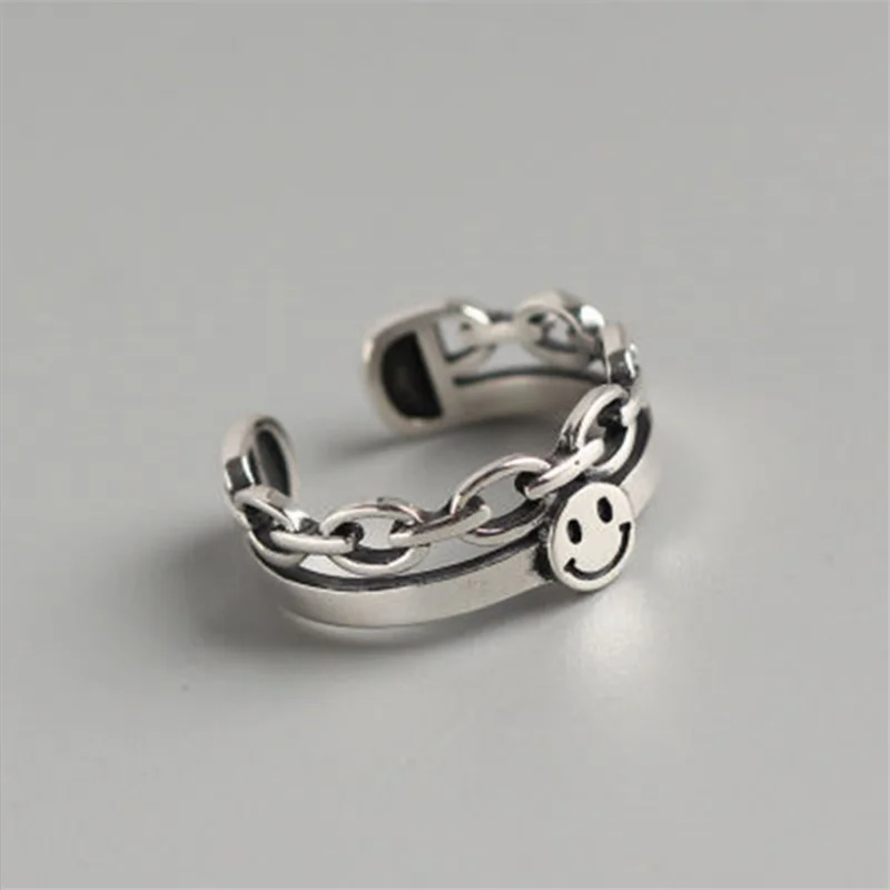 

INS Retro Smile Face Ring Female Smile Ring Student Open Finger Adjustable Rings Personality Jewelry