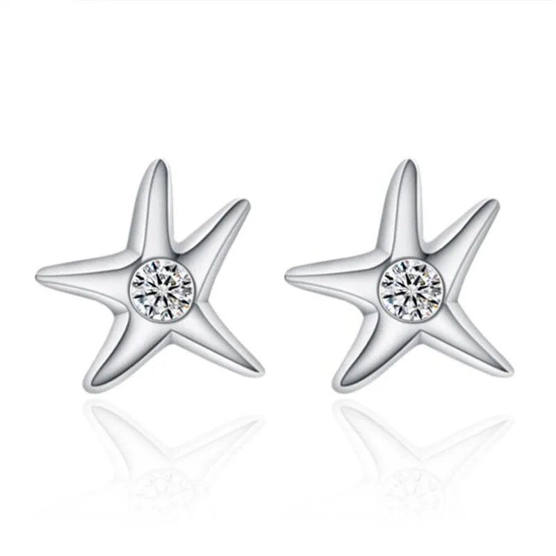

POPACC 925 стерлингового серебра Морская звезда серьги-гвоздики для женщин Симпатичные Циркон, высокое качество, прекрасный подарок, летнее юве...