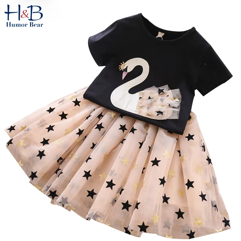 

Humor Bear Girls Dresses Outfits Birthday Party Baby Girl Clothes Princess Cartoon Cute Kids Dress Children Clothing Sets